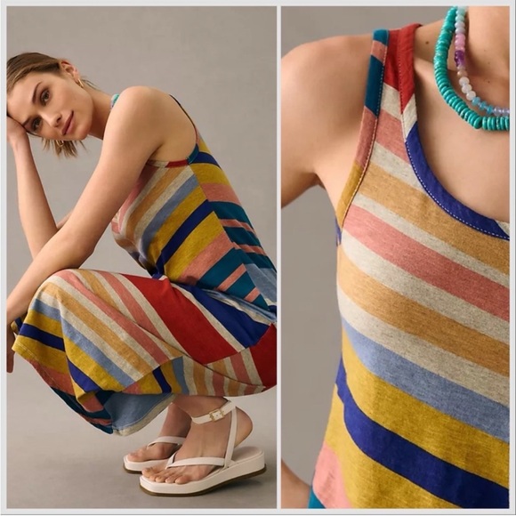 BOGO! NEW Anthropologie Saturday Sunday Chevron Stripe Maxi Dress Large - Picture 3 of 9